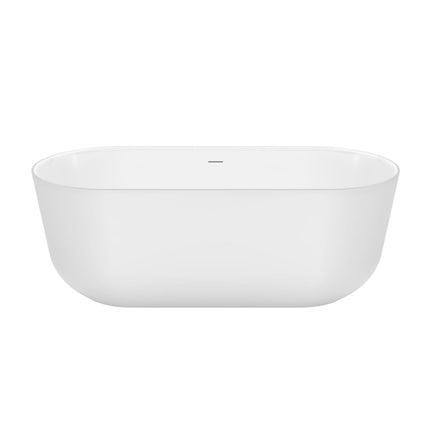 Malindi 67 x 30 Acrylic Freestanding Oval Center Drain Bathtub in White - Plumbing Market