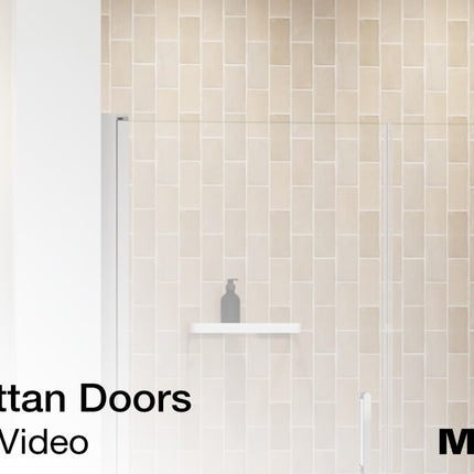 Manhattan 37-39 x 68 in. 6 mm Pivot Shower Door for Alcove Installation with Clear glass & Round Handle in Chrome - Plumbing Market