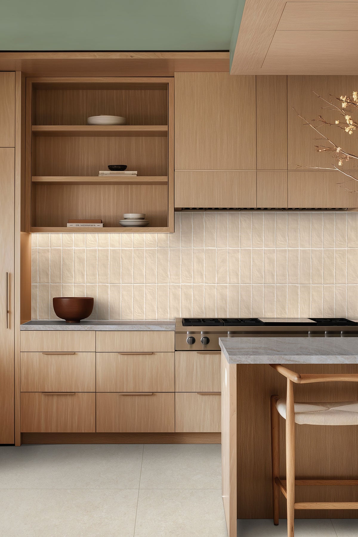 MSI Girona Marfil 48 x 48 Lappato Porcelain tile (NGIRMAR48X48L-3D) – MSI room scene (kitchen)