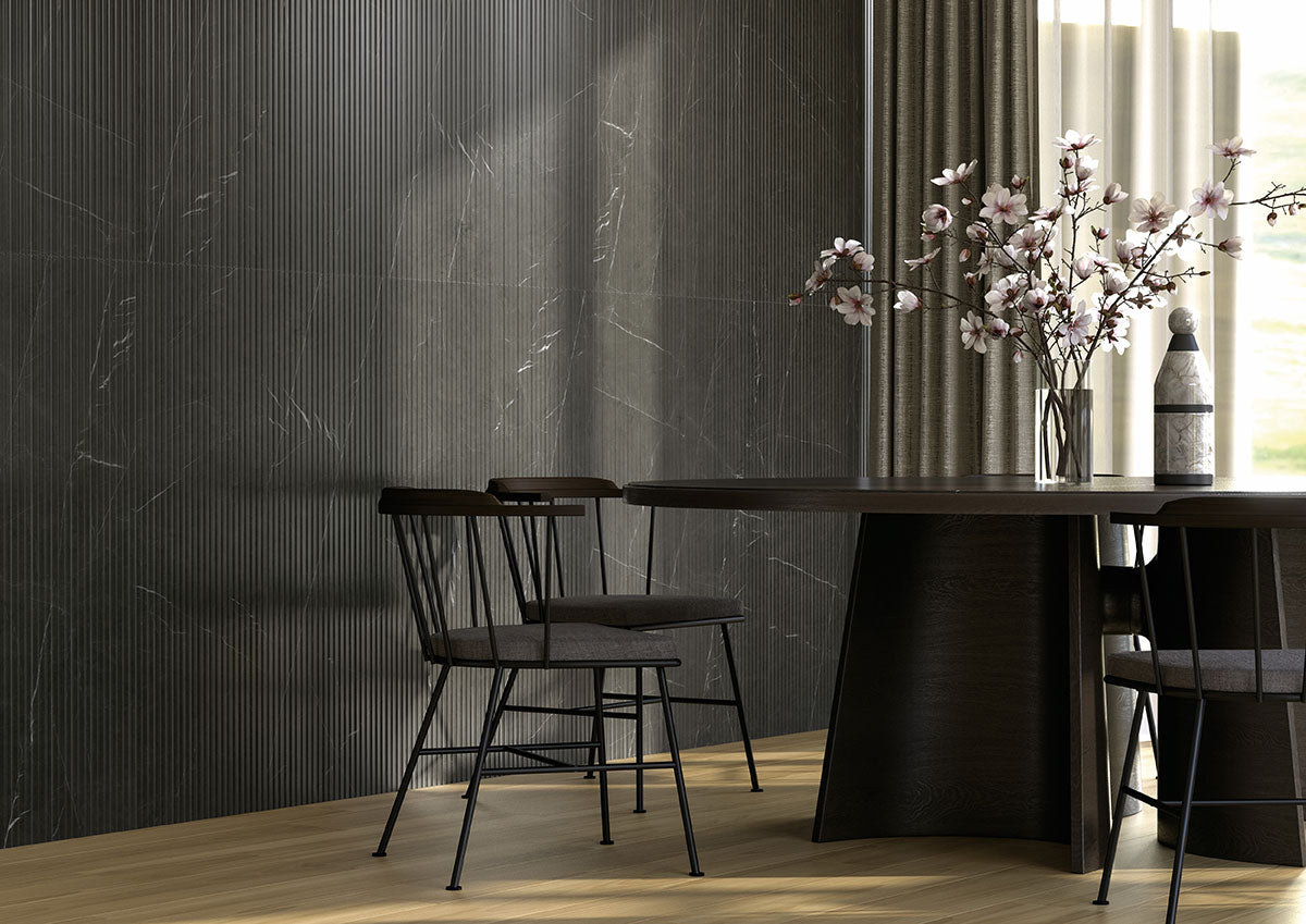 MSI Urbanslat Marmi Noir 16 x 48 Satin Ceramic tile (NURBSLAMARNOI1648) – MSI room scene