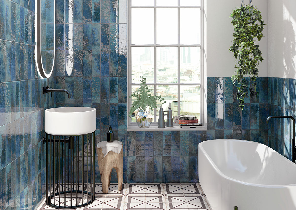 MSI Marza Cobalt 4 x 12 Glossy Ceramic tile (NMARCOB4X12G) – MSI room scene
