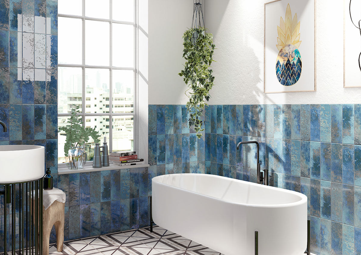 MSI Marza Cobalt 4 x 12 Glossy Ceramic tile (NMARCOB4X12G) – MSI room scene