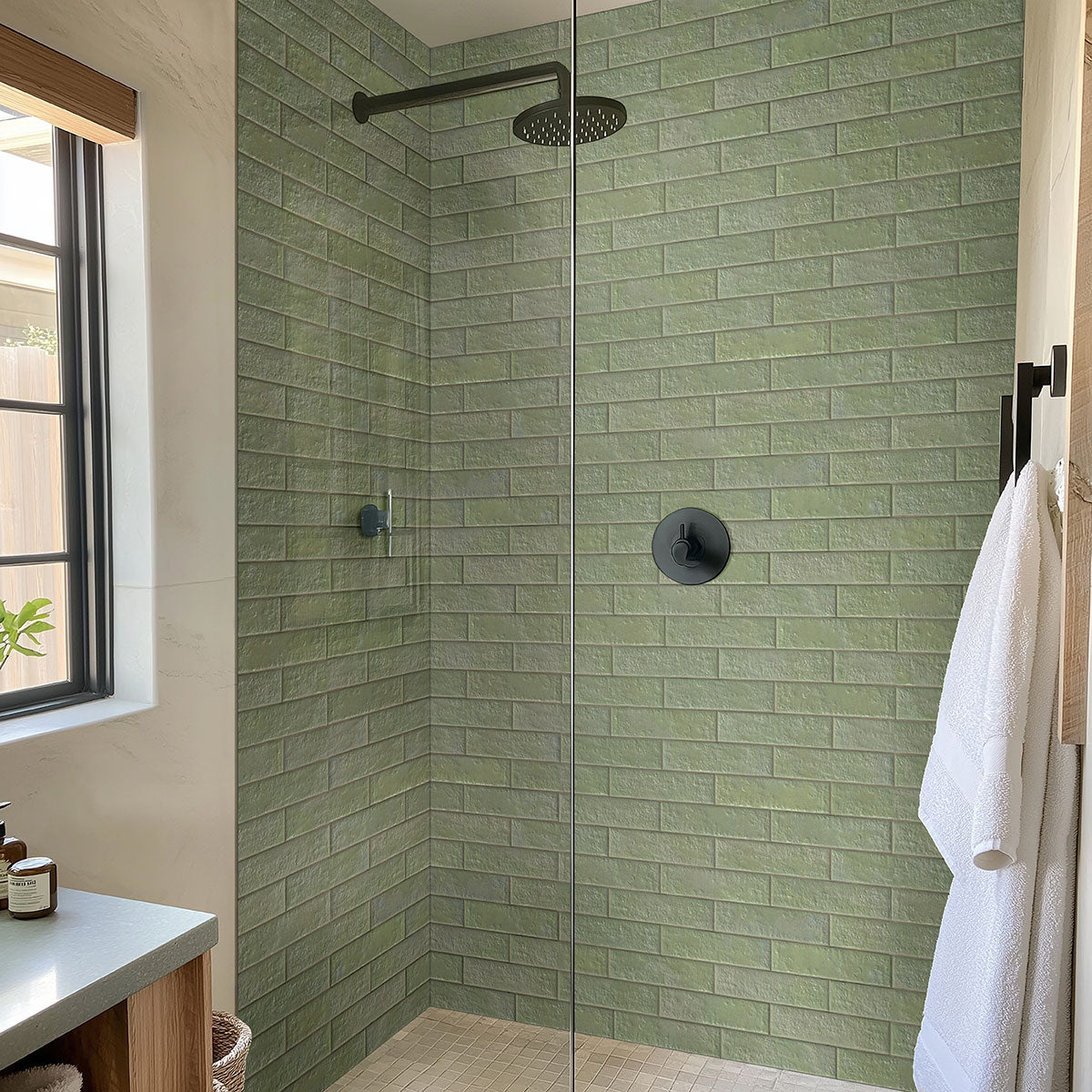MSI Mattonella Giada 2.5 x 10 Matte Porcelain tile (NWGMATGIA2.5X10) – MSI room scene (bathroom)