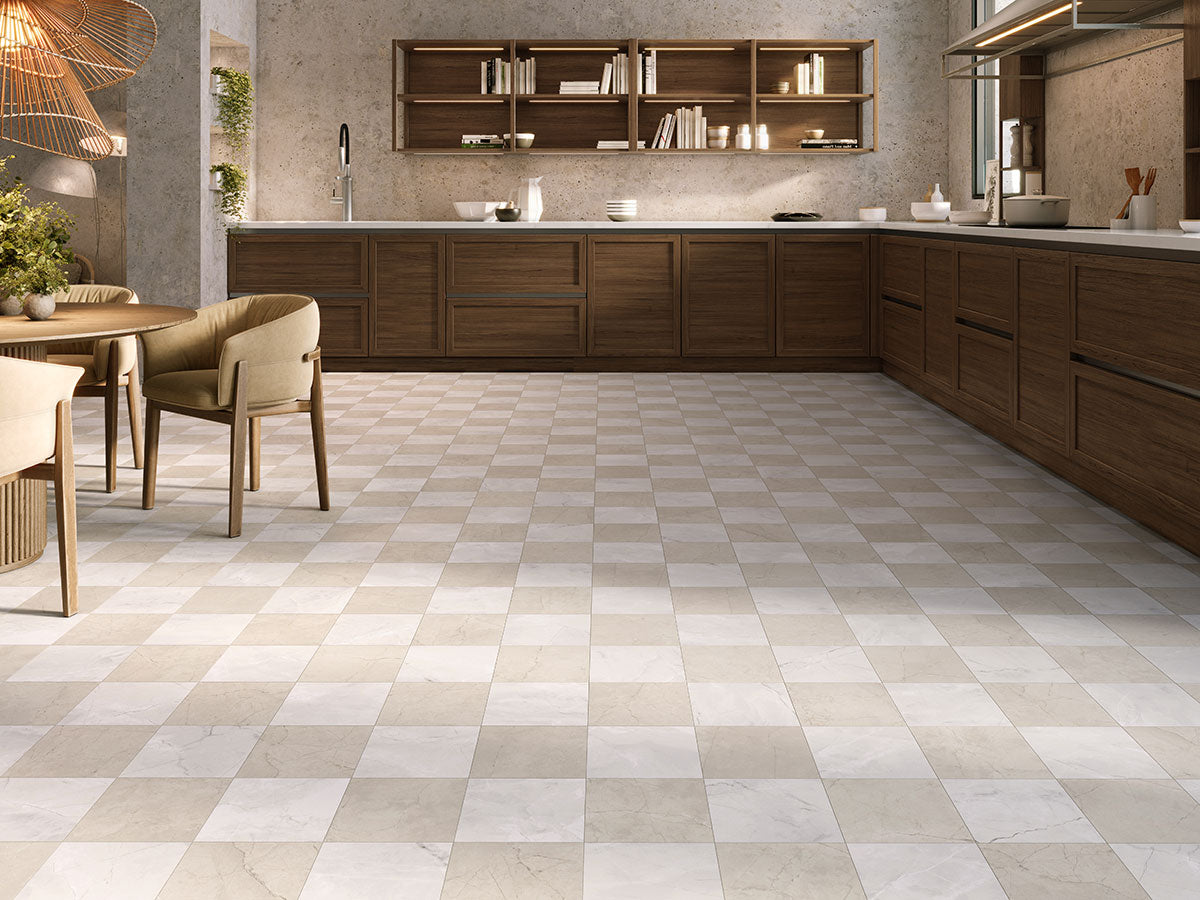 MSI Mello Pearl Grid 17 x 17 Matte Porcelain tile (NMELPERGRI1717) – MSI room scene (kitchen)