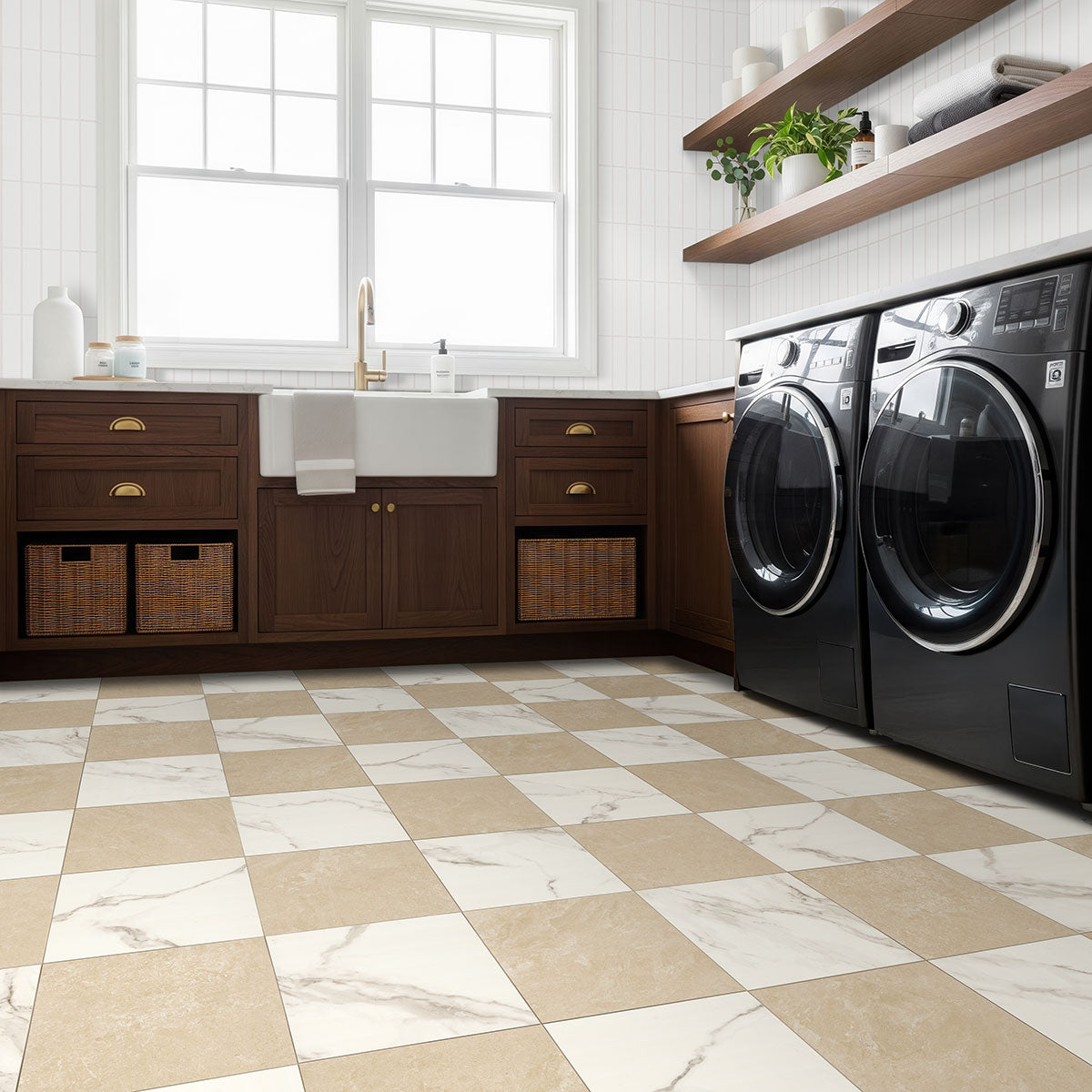 MSI Metro White 2 x 8 Glossy Porcelain tile (NMETWHI2X8G) – MSI room scene (laundry room)