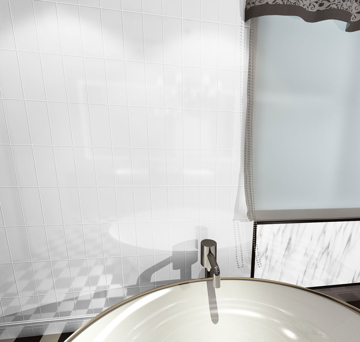 MSI Metro White 3 x 6 Glossy Porcelain trim (NMETWHI3X6BNG) – MSI room scene
