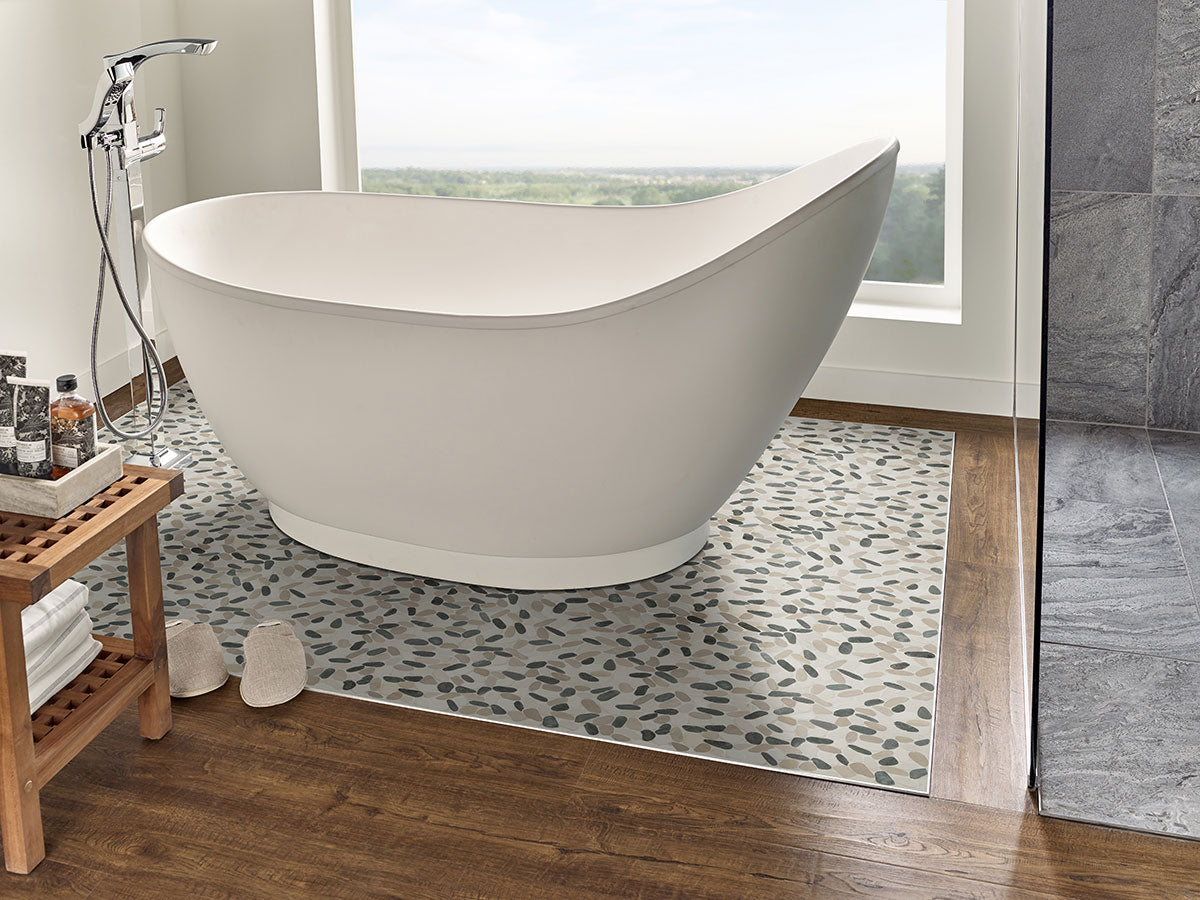 MSI Metropolitan Pebble Honed Marble mosaic (SMOT-PEB-MTRPLTN) – MSI room scene