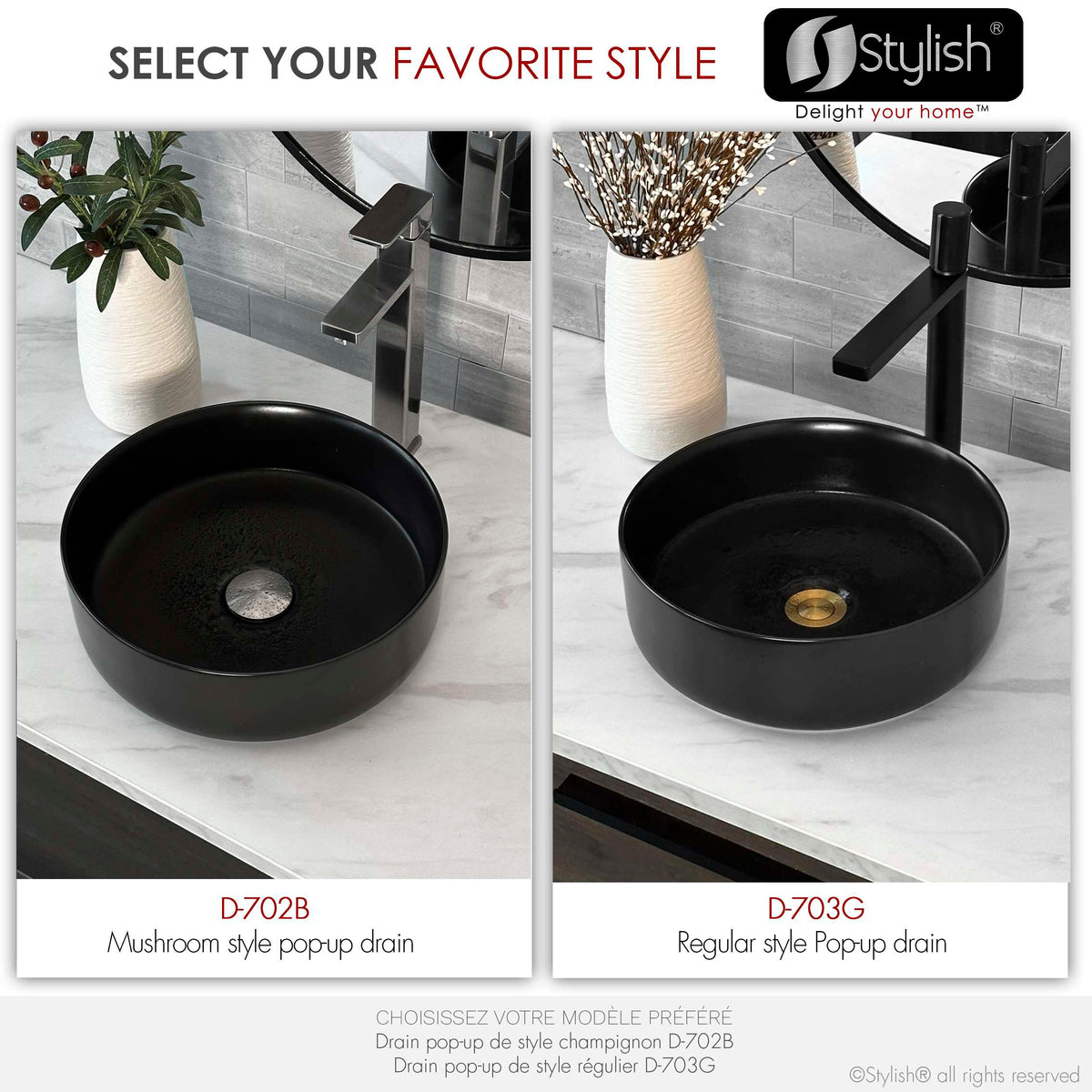 Stylish Pop-Up Bathroom Sink Drains Set Without Overflow Brushed Nickel D-702B2