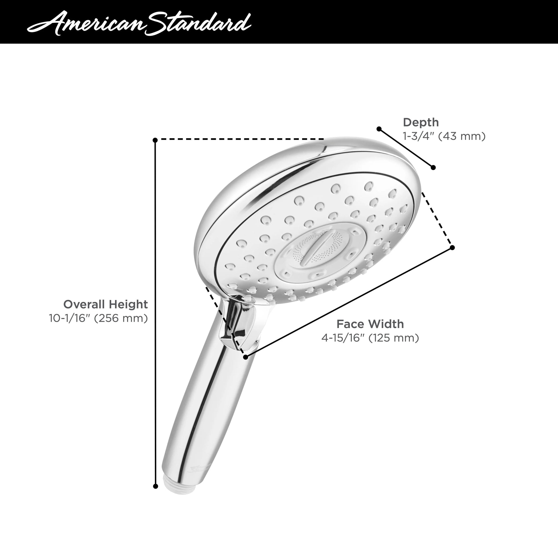 American Standard Spectra Handheld 1.8 gpm/6.8 L/min 5-Inch 4-Function Hand Shower 9038154.295 - Plumbing Market