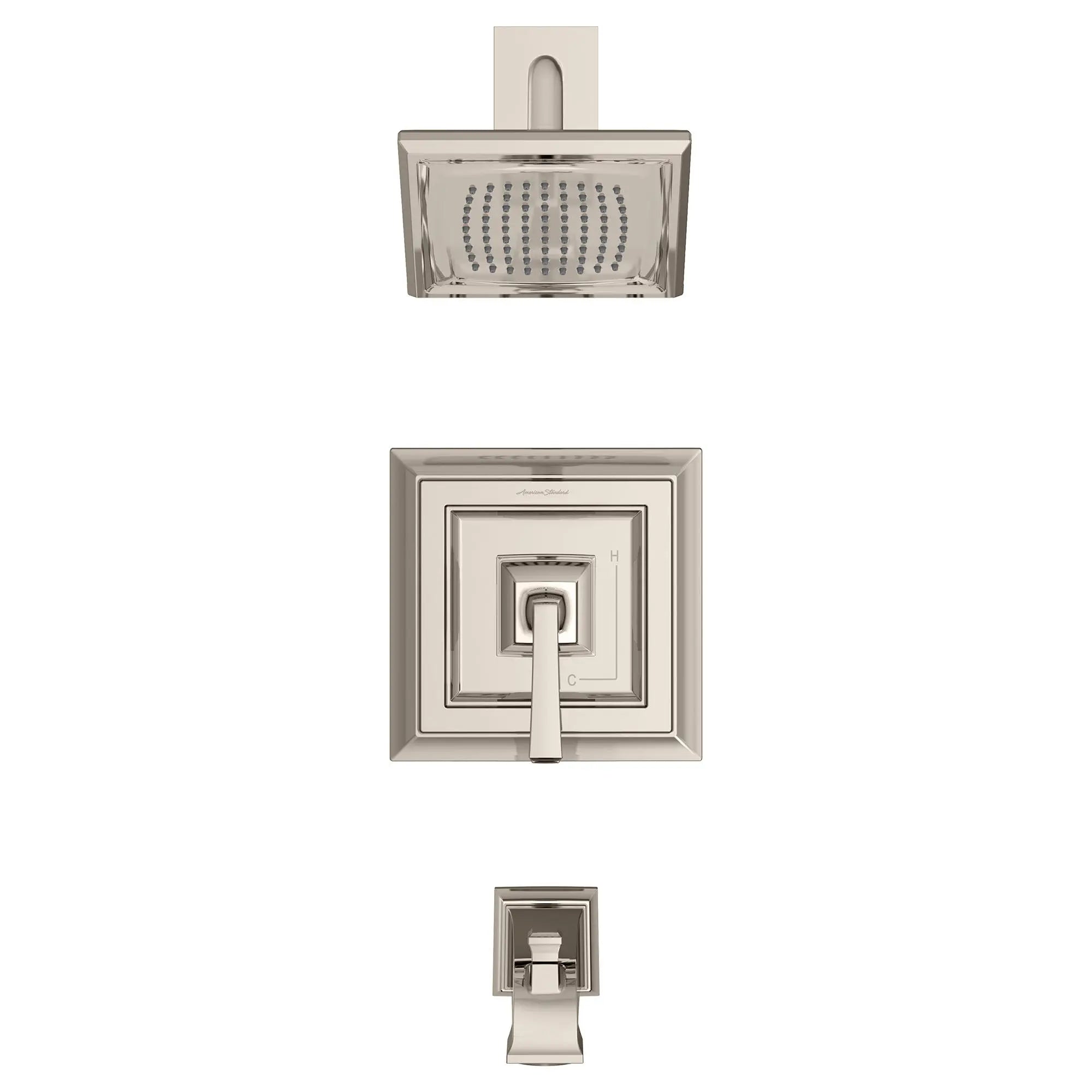 American Standard Town Square S 2.5 gpm/9.5 L/min Tub and Shower Trim Kit With Single Function Showerhead, Double Ceramic Pressure Balance Cartridge With Lever Handle TU455502.013 - Plumbing Market