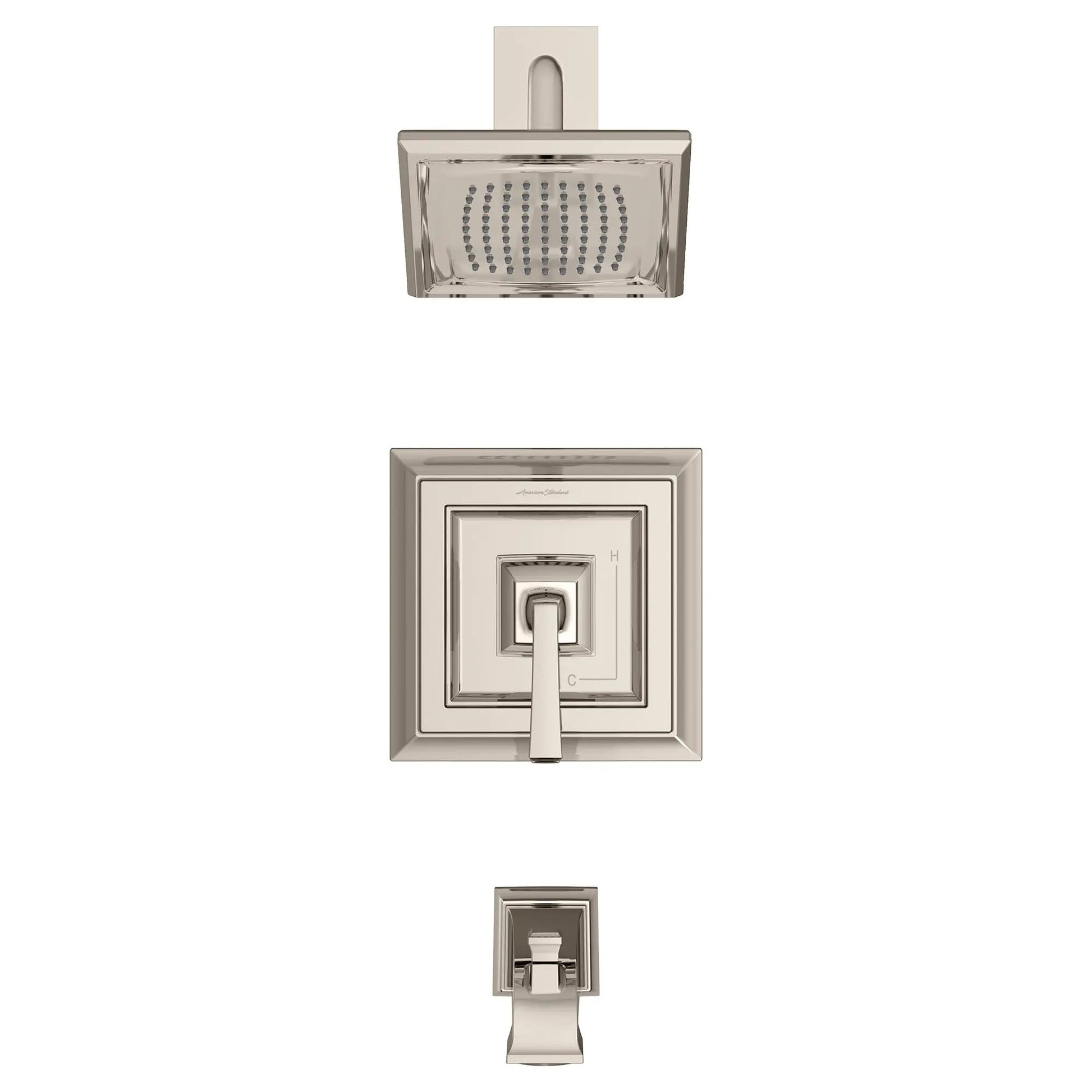 American Standard Town Square S 2.5 gpm/9.5 L/min Tub and Shower Trim Kit With Single Function Showerhead, Double Ceramic Pressure Balance Cartridge With Lever Handle TU455502.013 - Plumbing Market
