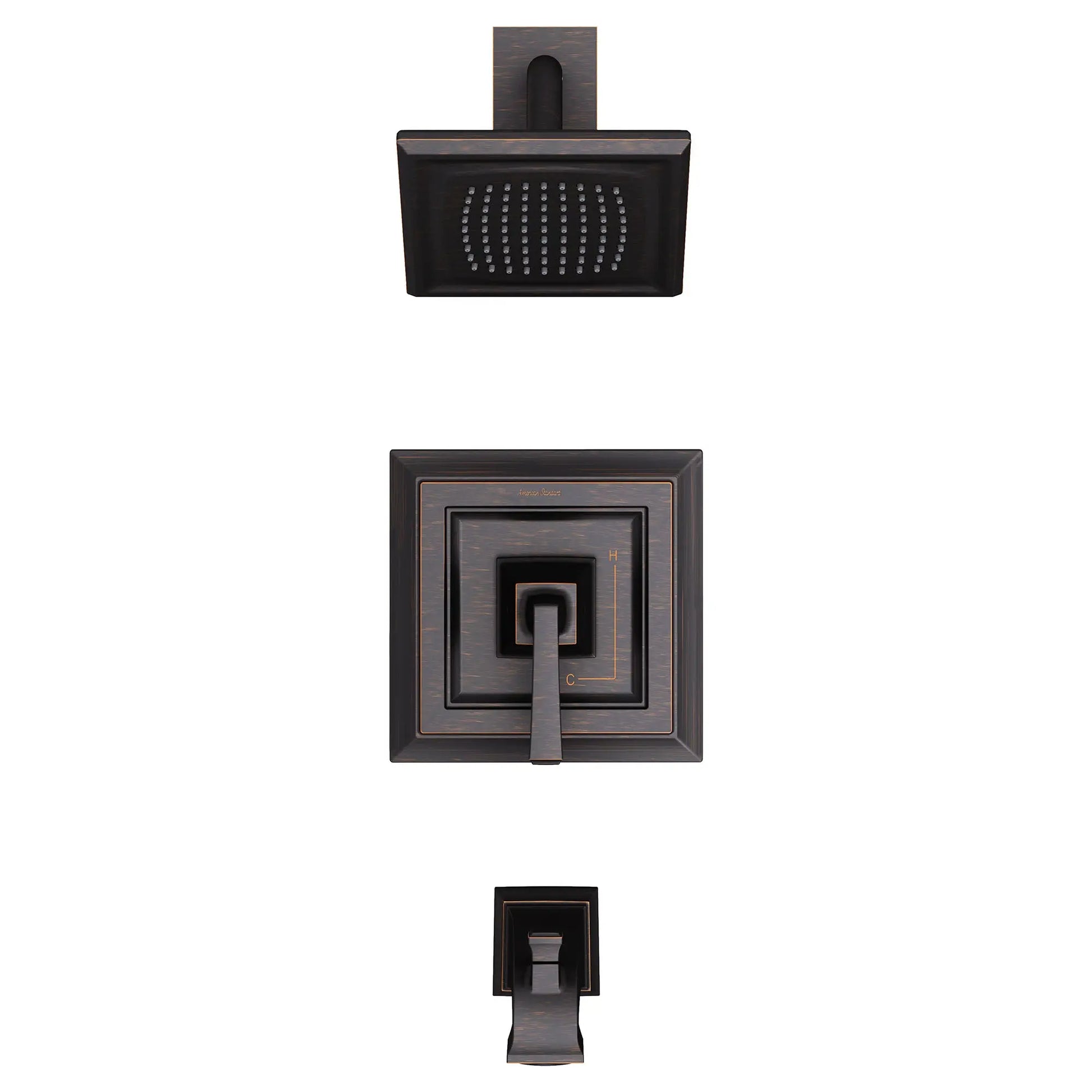 American Standard Town Square S 2.5 gpm/9.5 L/min Tub and Shower Trim Kit With Single Function Showerhead, Double Ceramic Pressure Balance Cartridge With Lever Handle TU455502.278 - Plumbing Market