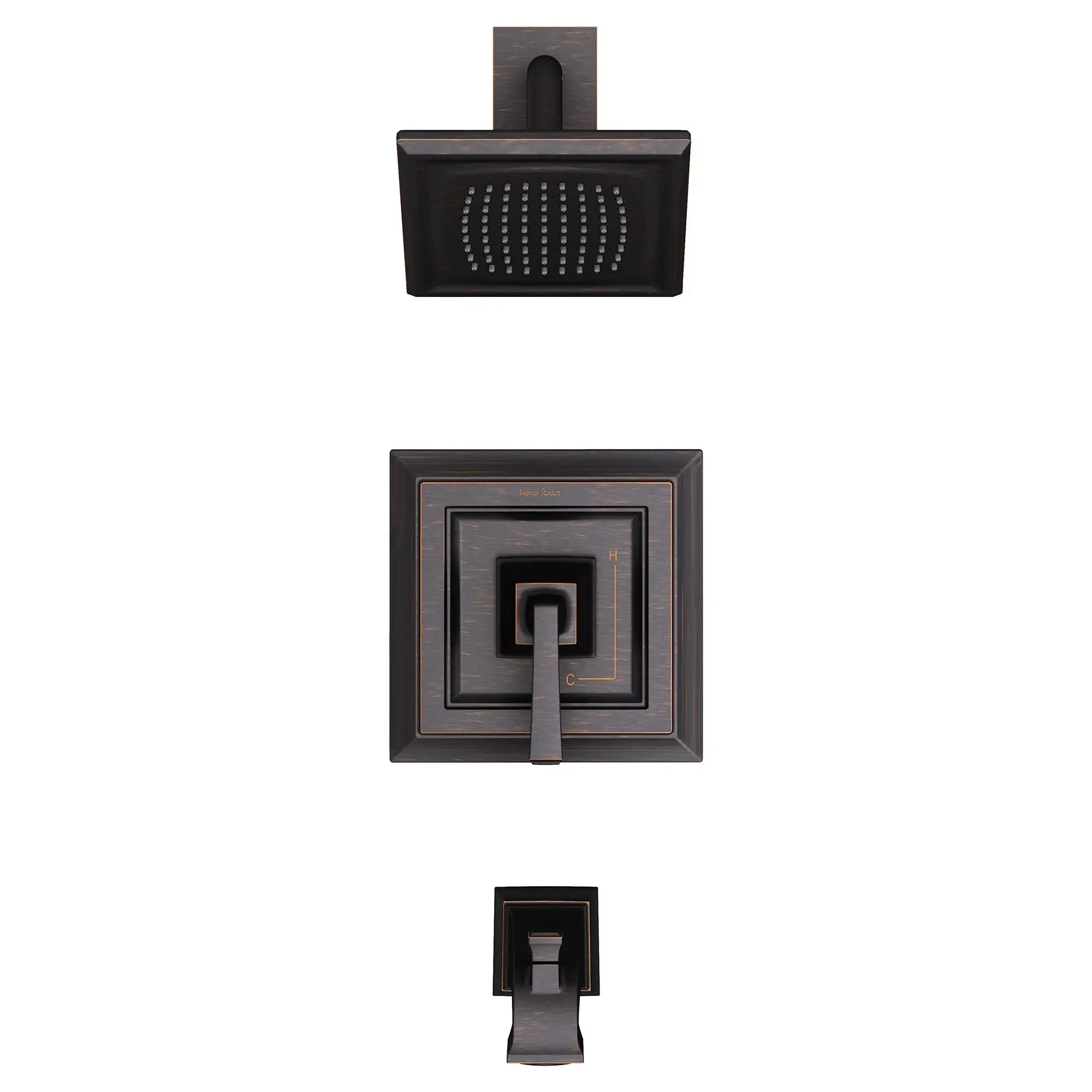 American Standard Town Square S 2.5 gpm/9.5 L/min Tub and Shower Trim Kit With Single Function Showerhead, Double Ceramic Pressure Balance Cartridge With Lever Handle TU455502.278 - Plumbing Market