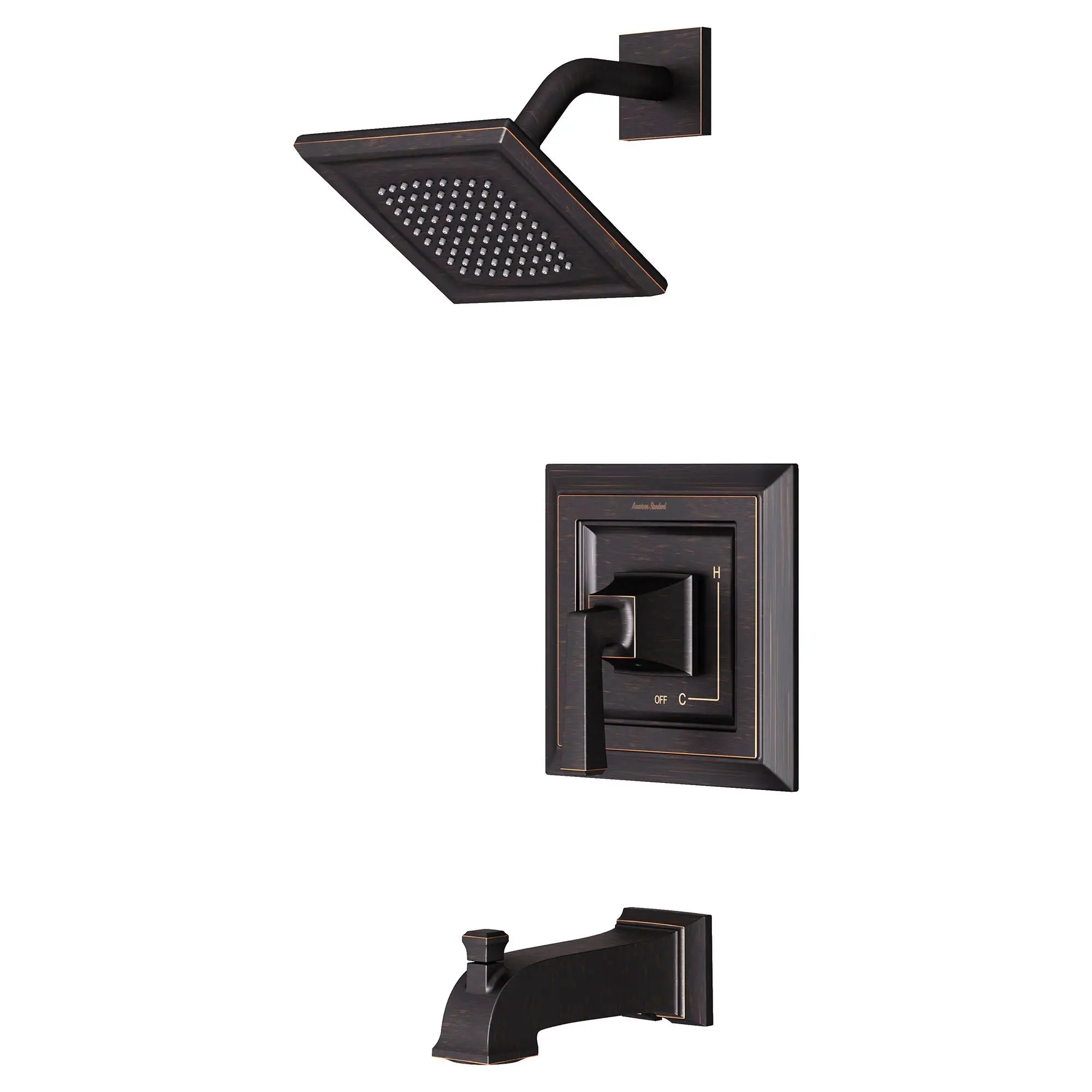 American Standard Town Square S 2.5 gpm/9.5 L/min Tub and Shower Trim Kit With Single Function Showerhead, Double Ceramic Pressure Balance Cartridge With Lever Handle TU455502.278 - Plumbing Market