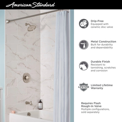 American Standard Glenmere 1.8 gpm/6.8 L/min Tub and Shower Trim Kit With Water-Saving Showerhead, Double Ceramic Pressure Balance Cartridge With Lever Handle TU617508.002 - Plumbing Market