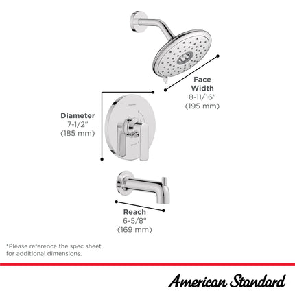 American Standard Millennial 1.8 gpm/6.8 L/min Tub and Shower Trim Kit with Lever Handle TU061508.002 - Plumbing Market
