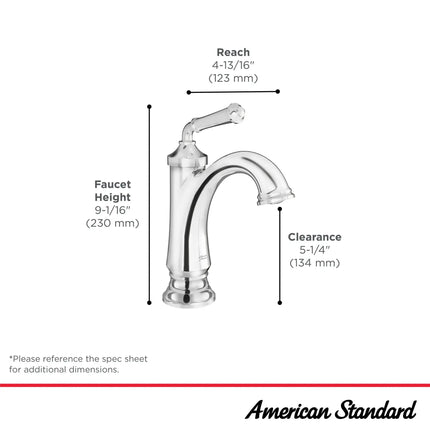 American Standard Delancey Single Hole Single-Handle Bathroom Faucet 1.2 gpm/4.5 L/min With Lever Handle 7052107.278 - Plumbing Market