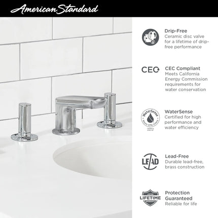 American Standard Studio S Widespread Low Spout Knob Handles 1.2 gpm/4.5 L/min With Lever Handles 7105877.243 - Plumbing Market