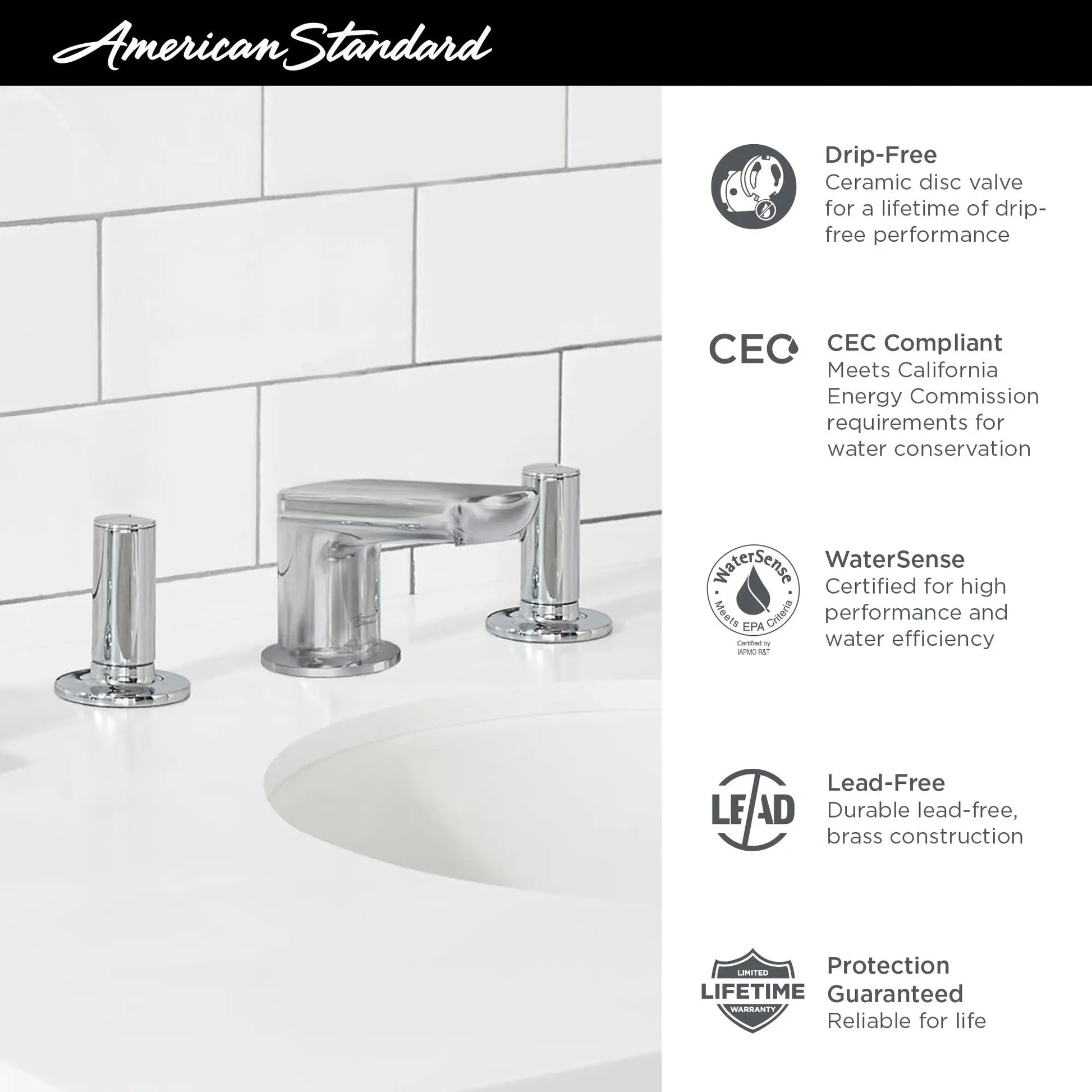 American Standard Studio S Widespread Low Spout Knob Handles 1.2 gpm/4.5 L/min With Lever Handles 7105877.295 - Plumbing Market