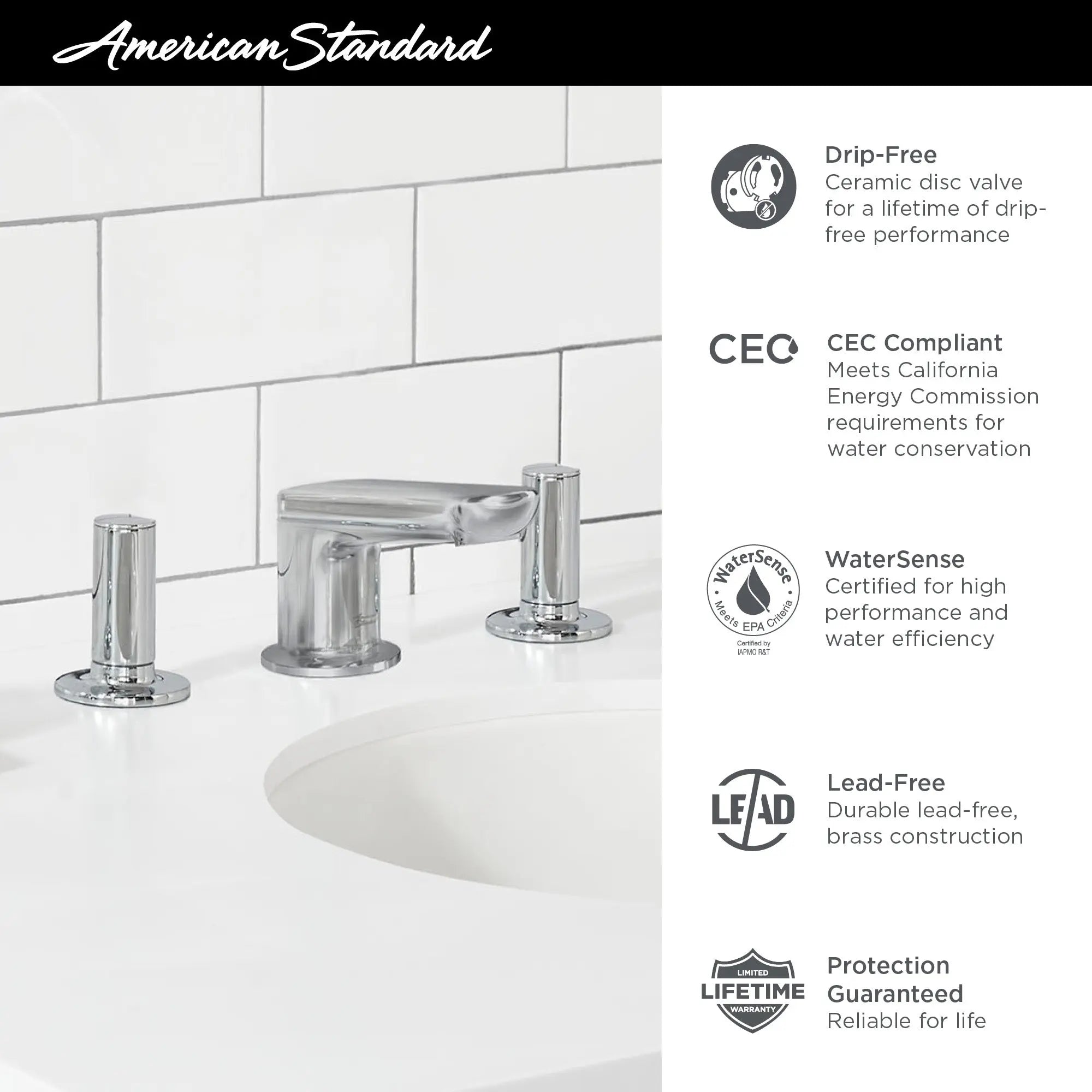 American Standard Studio S Widespread Low Spout Knob Handles 1.2 gpm/4.5 L/min With Lever Handles 7105877.295 - Plumbing Market