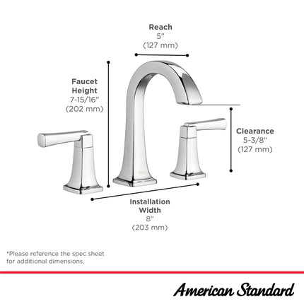 American Standard Townsend 8-Inch Widespread 2-Handle Bathroom Faucet 1.2 gpm/4.5 L/min With Lever Handles 7353801.295 - Plumbing Market