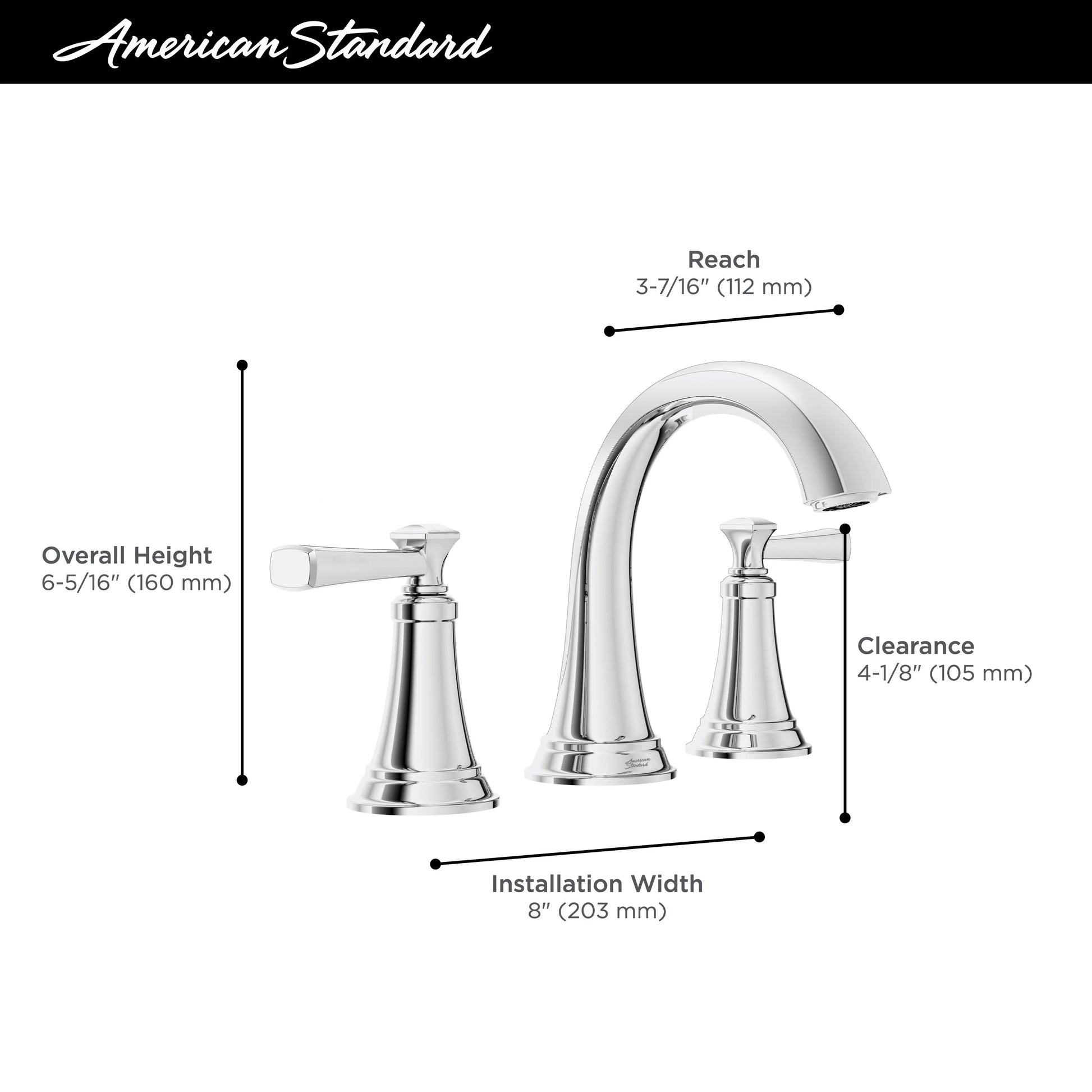 American Standard Glenmere 8-Inch Widespread 2-Handle Bathroom Faucet 1.2 gpm/4.5 L/min With Lever Handles 7617807.243 - Plumbing Market