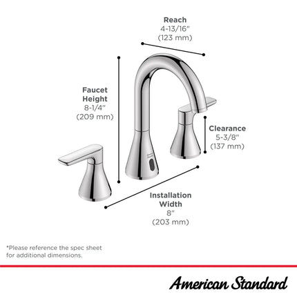 American Standard Millennial 8" Hybrid Wideset Bathroom Faucet 1.2gpm/4.5L/min with Push Drain 7061857.295 - Plumbing Market
