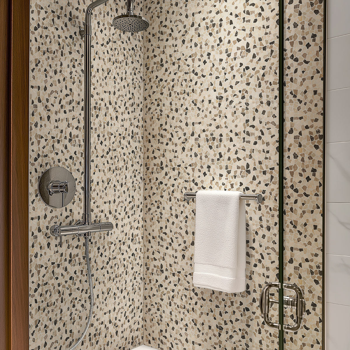 MSI Mix Marble Pebbles Tumbled Marble mosaic (SMOT-PEB-MIXMAR) – MSI room scene (bathroom)