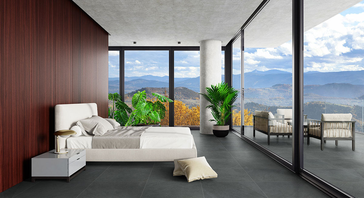 MSI Midnight Montage 24 x 24 Matte Porcelain paver (LPAVNMIDMON2424) – MSI room scene