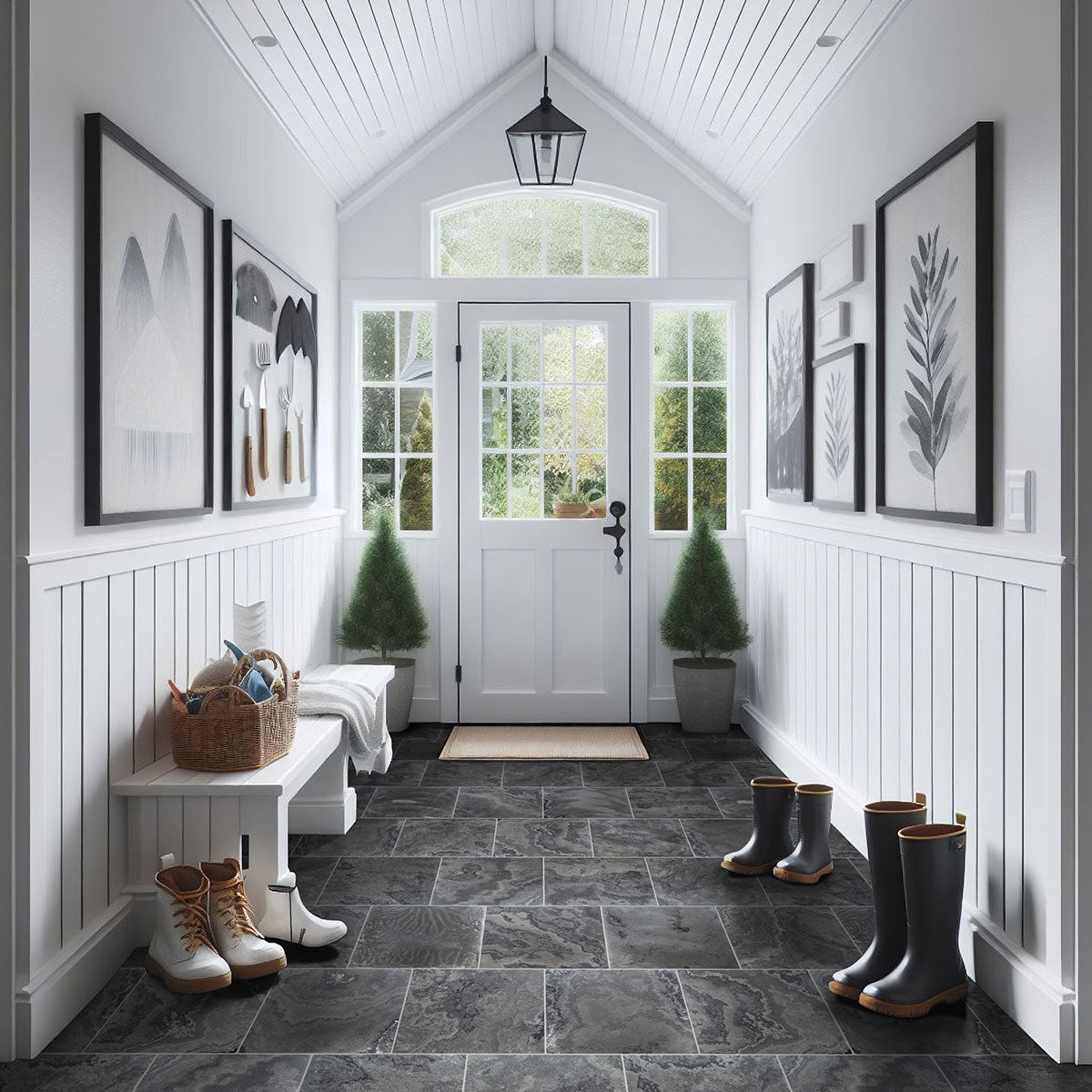 MSI Montauk Black Gauged Slate tile (SMONBLK-ASH-3-G) – MSI room scene (entryway)