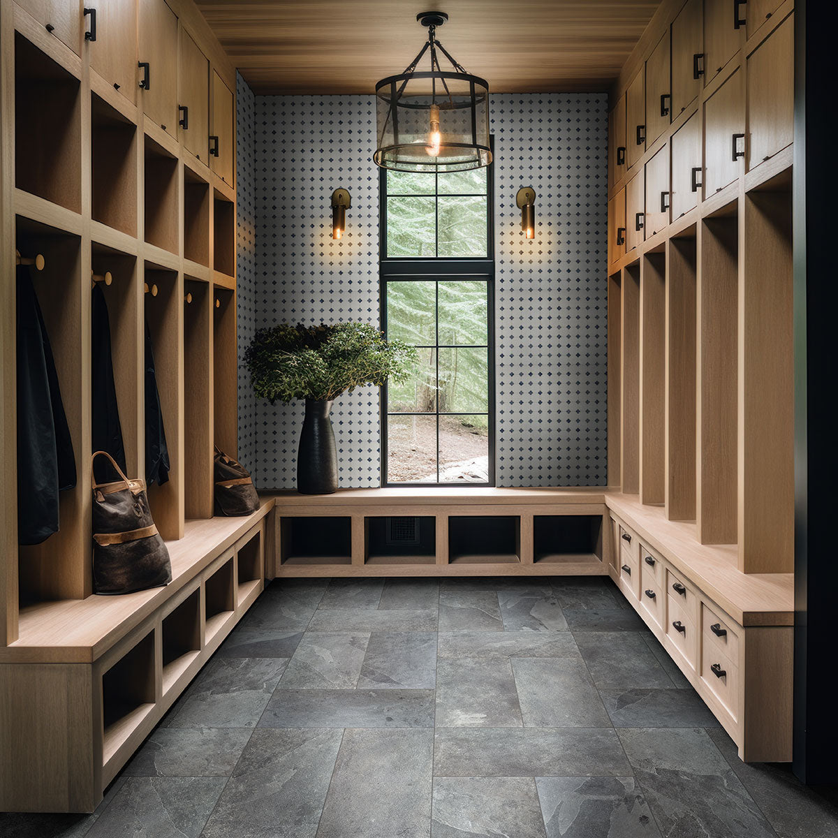 MSI Montauk Black Gauged Slate tile (SMONBLK-ASH-3-G) – MSI room scene (laundry room)