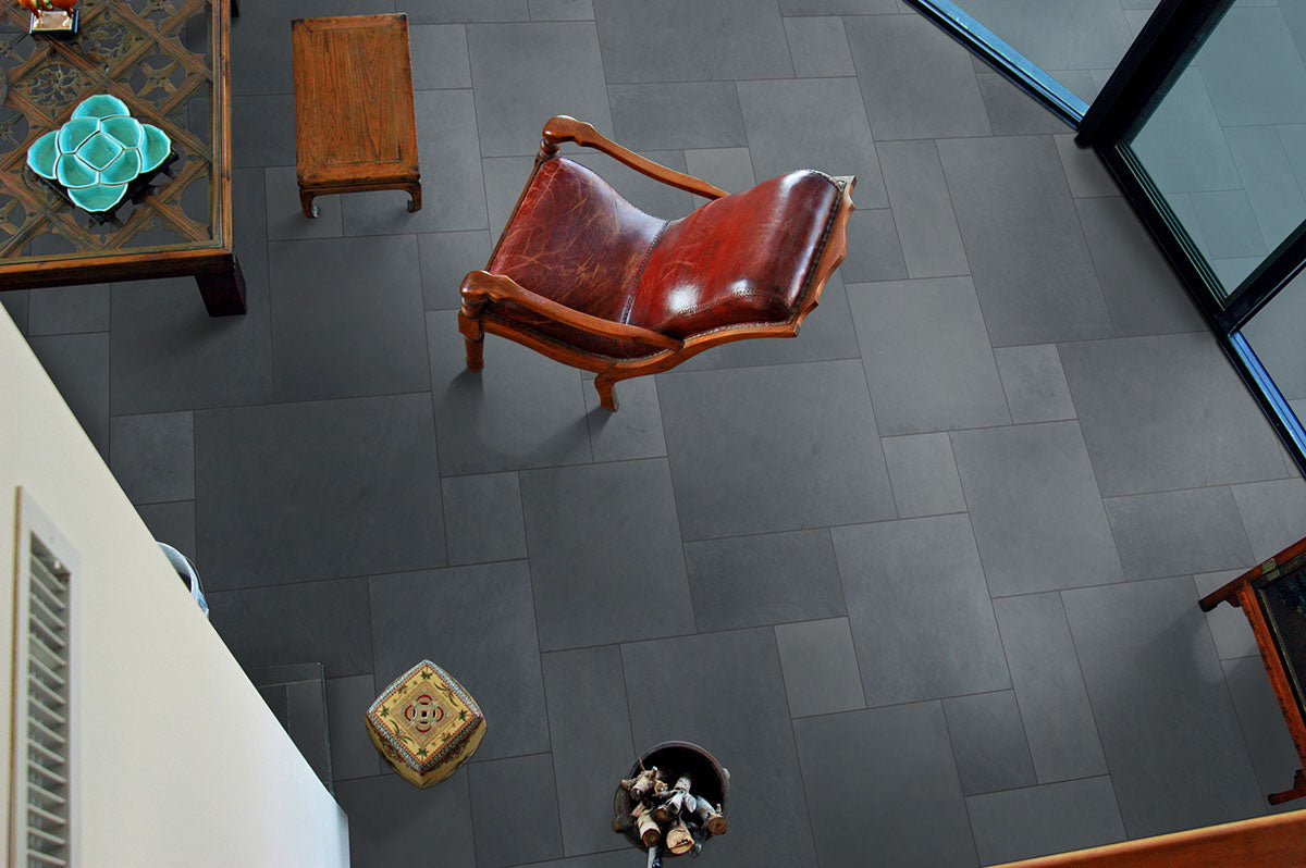 MSI Montauk Blue 6 x 24 Gauged Slate tile (SMONBLU624G) – MSI room scene