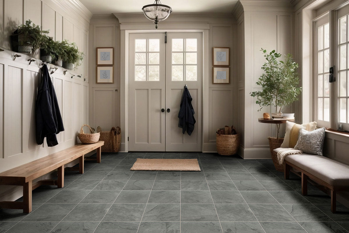 MSI Montauk Blue 6 x 24 Gauged Slate tile (SMONBLU624G) – MSI room scene