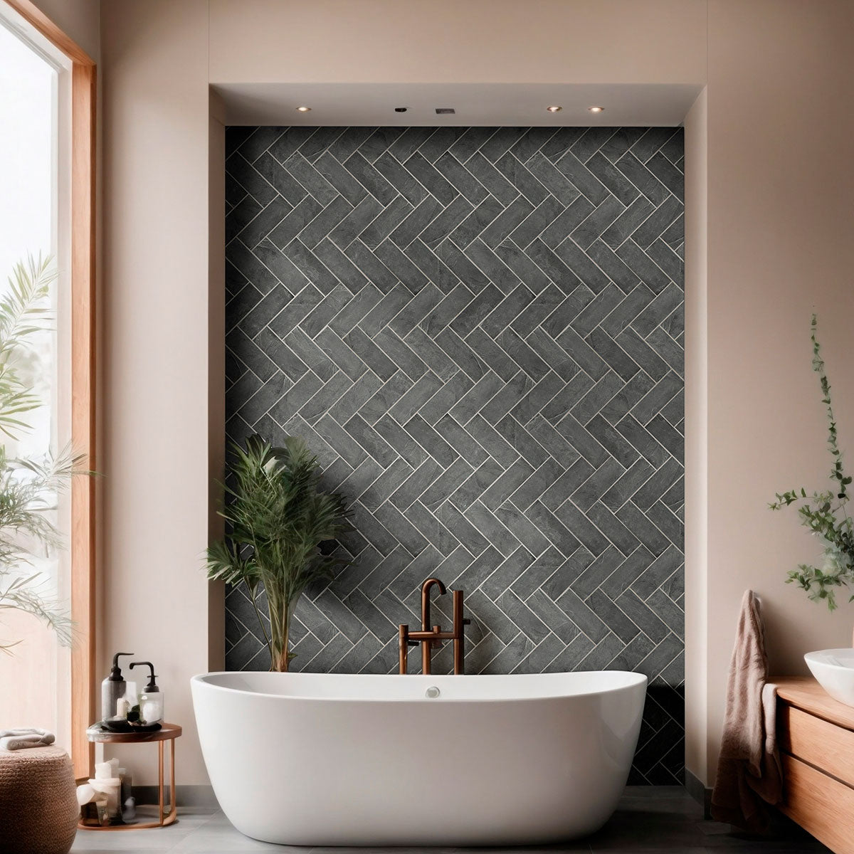 MSI Montauk Blue 4 x 12 Gauged Slate tile (SMONBLU412G) – MSI room scene