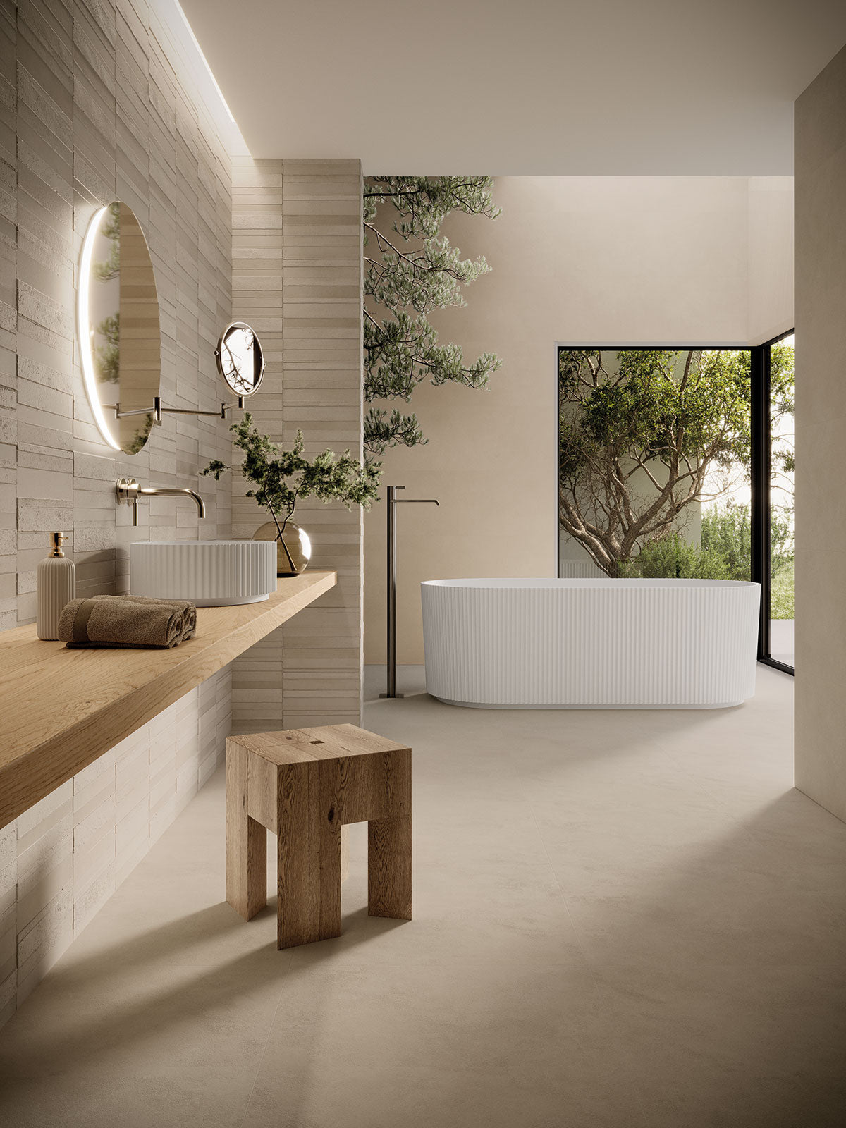 MSI Murcia Alabaster Origin 16 x 48 Matte Ceramic tile (NMURALAORI1648) – MSI room scene (bathroom)