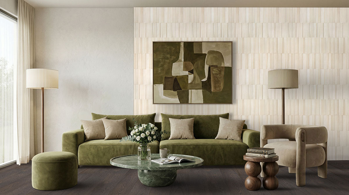MSI Murcia Alabaster Origin 16 x 48 Matte Ceramic tile (NMURALAORI1648) – MSI room scene (living room)