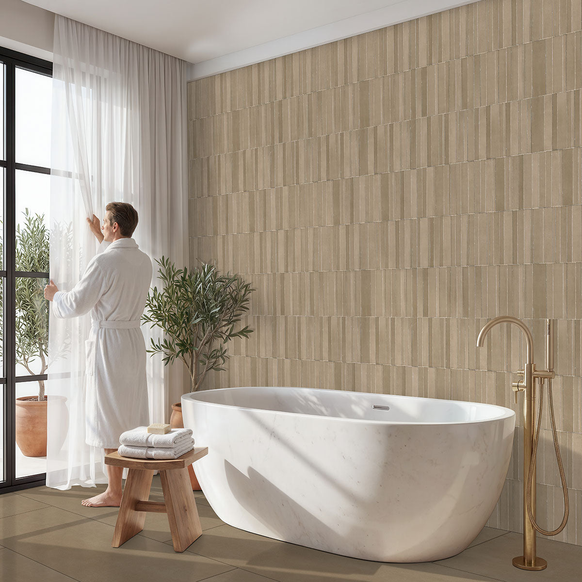 MSI Murcia Clay Origin 16 x 48 Matte Ceramic tile (NMURCLAORI1648) – MSI room scene (bathroom)