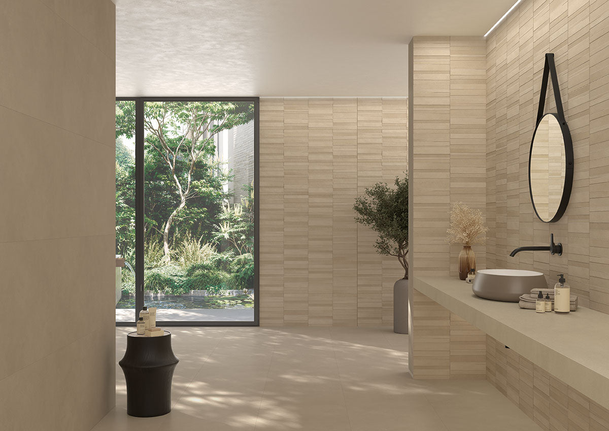 MSI Murcia Dune 24 x 48 Matte Porcelain tile (NMURDUN2448) – MSI room scene (bathroom)