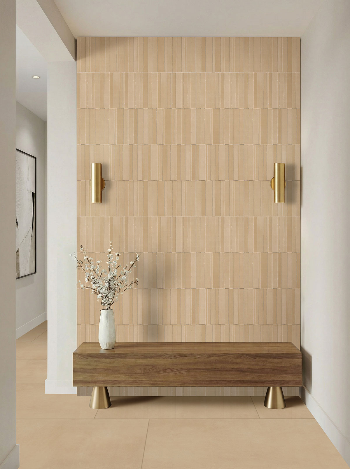 MSI Murcia Dune Origin 16 x 48 Matte Ceramic tile (NMURDUNORI1648) – MSI room scene (entryway)