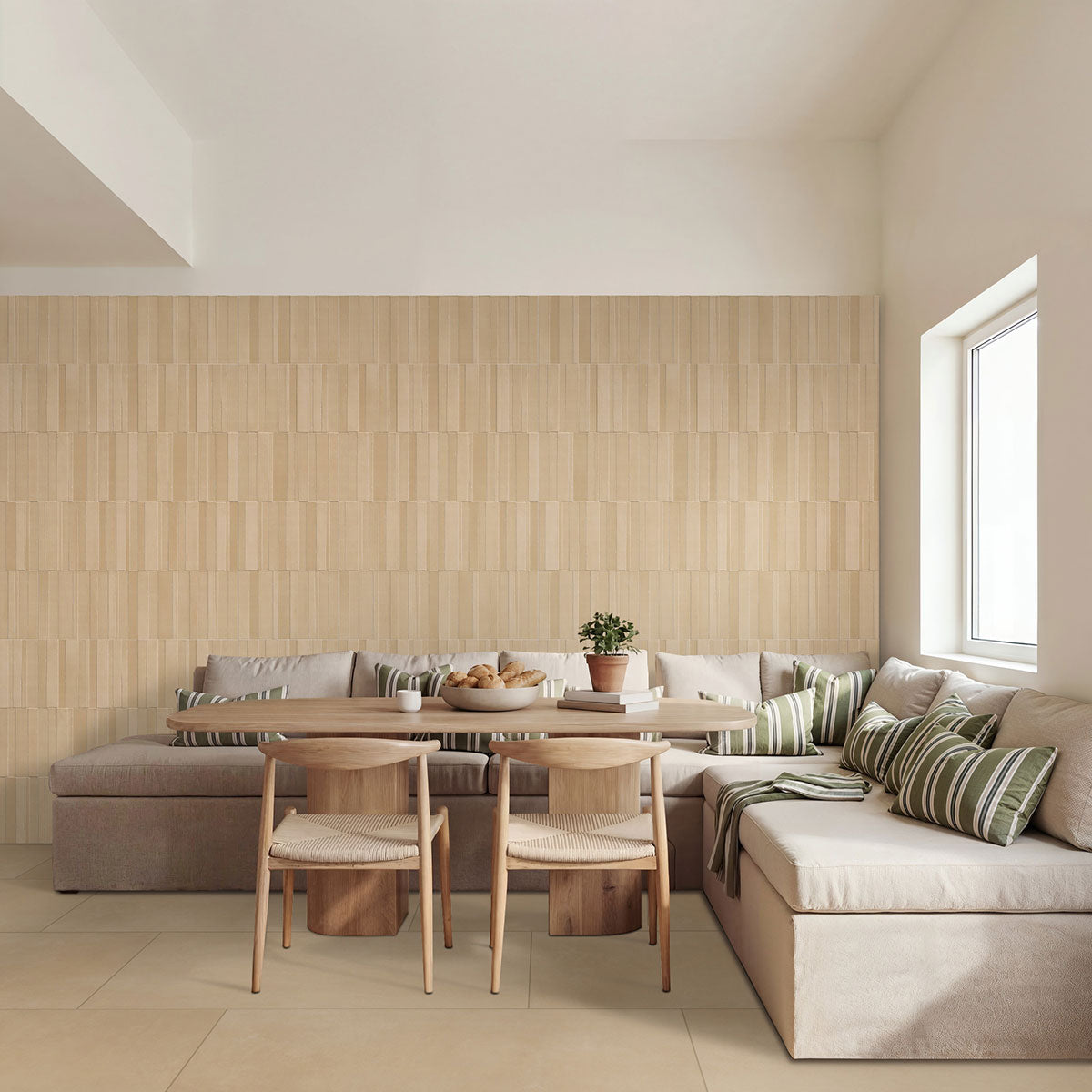 MSI Murcia Dune Origin 16 x 48 Matte Ceramic tile (NMURDUNORI1648) – MSI room scene (living room)
