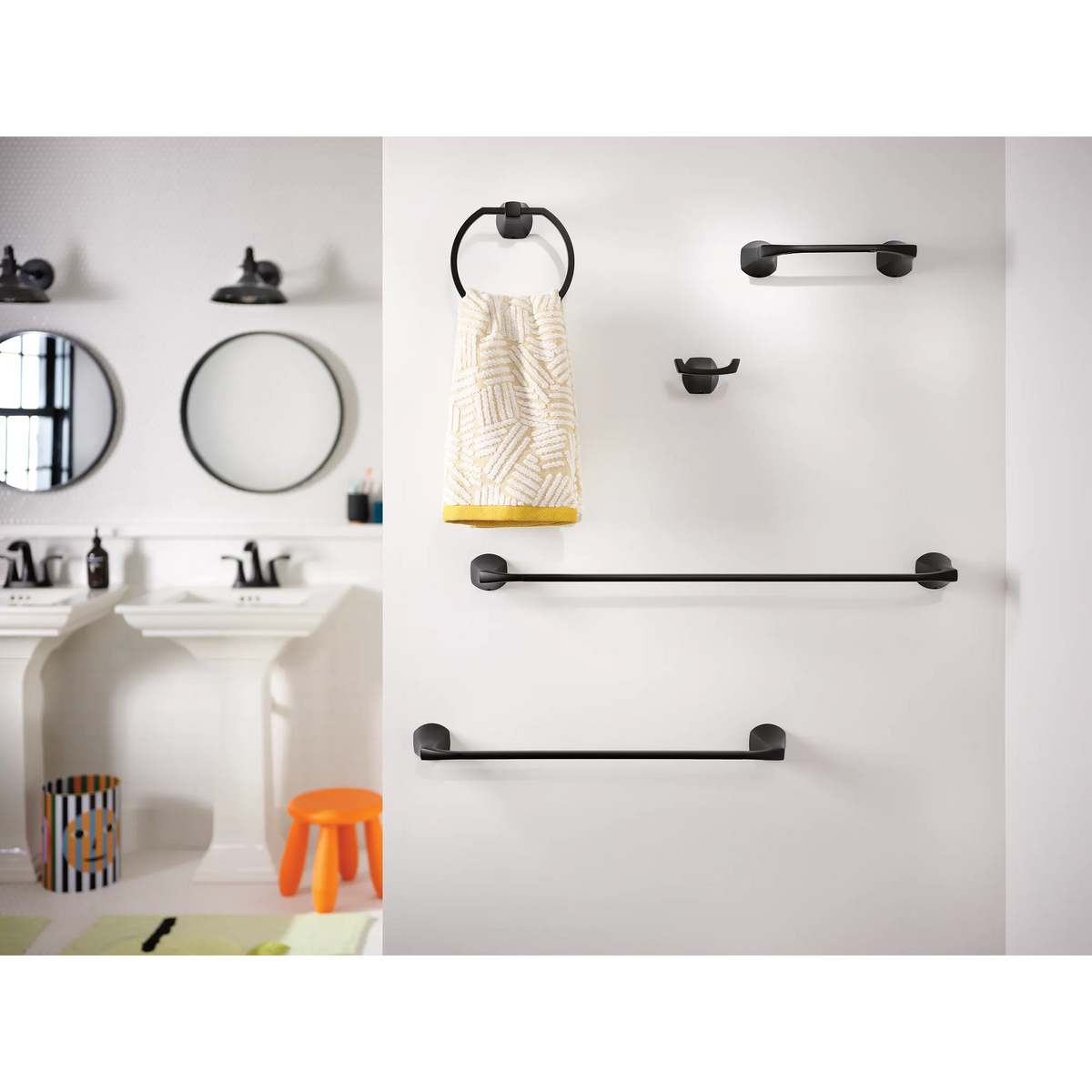 Moen Lindor Double Robe Hook MY8703 in Matte Black (MY8703BL) - view 4
