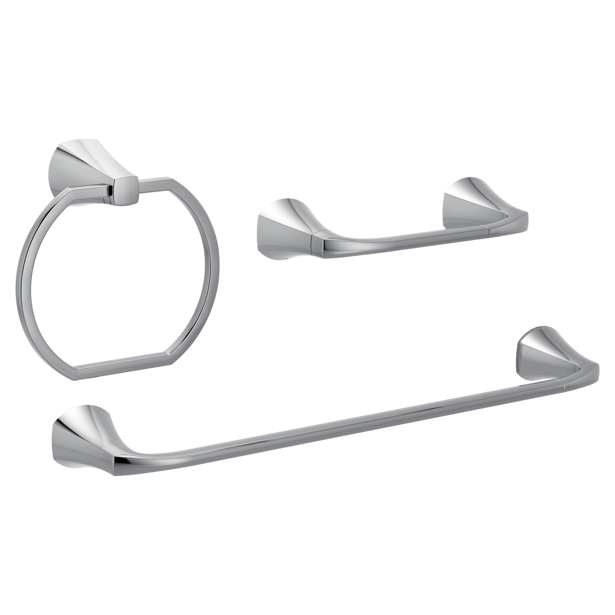 Moen Lindor 3 Pc Kit: Pivoting Paper Holder, Towel Bar and Towel Ring MY8793 in Chrome (MY8793CH)