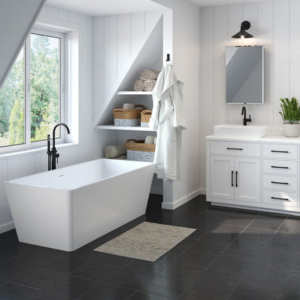 Nakuru 67 x 31 Acrylic Freestanding Rectangular Center Drain Bathtub in White - Plumbing Market