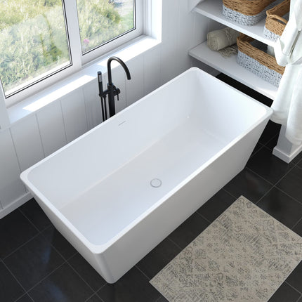 Nakuru 67 x 31 Acrylic Freestanding Rectangular Center Drain Bathtub in White - Plumbing Market
