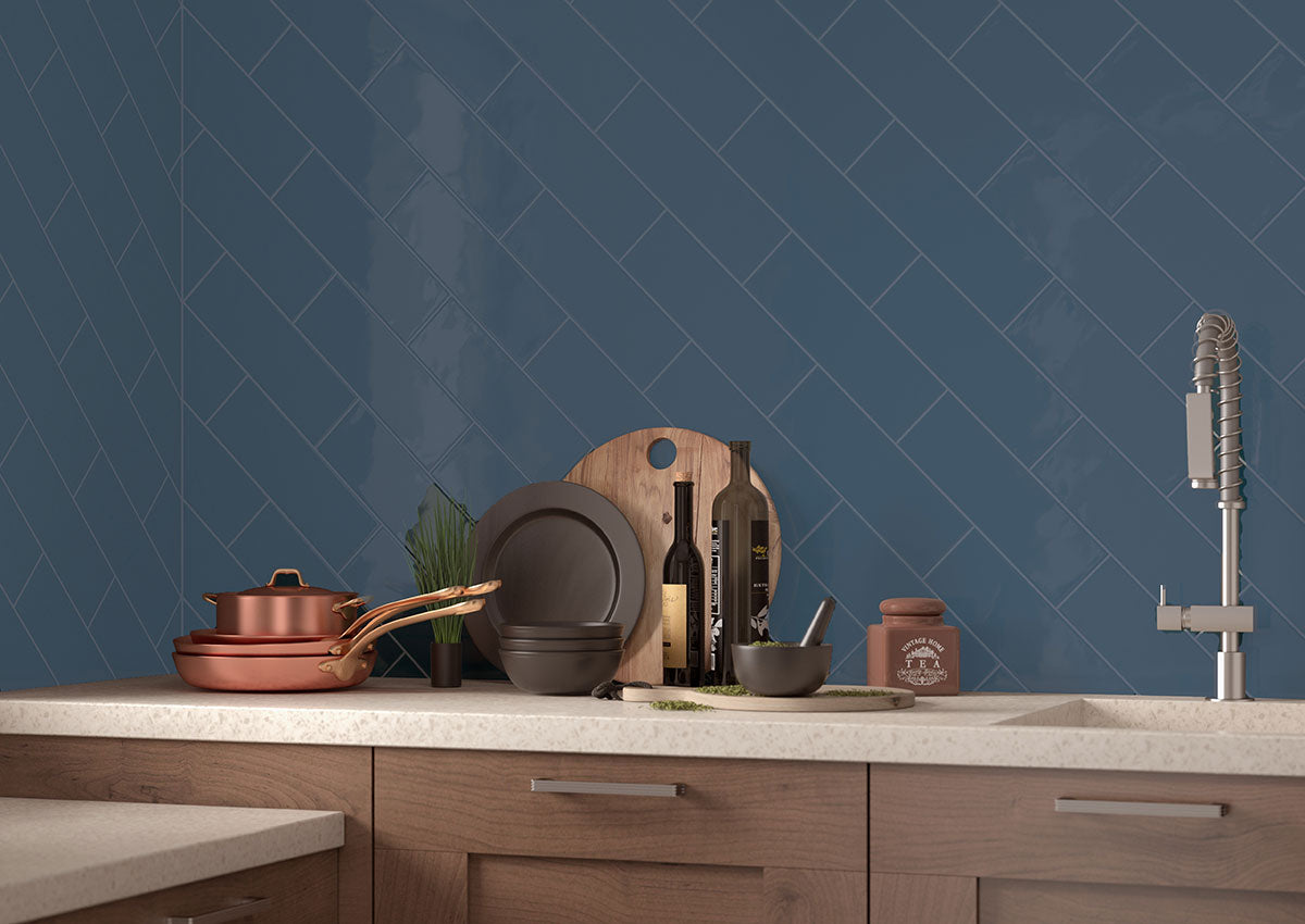 MSI Urbano Navy 4 x 12 Glossy Ceramic tile (NURBNAV4X12) – MSI room scene