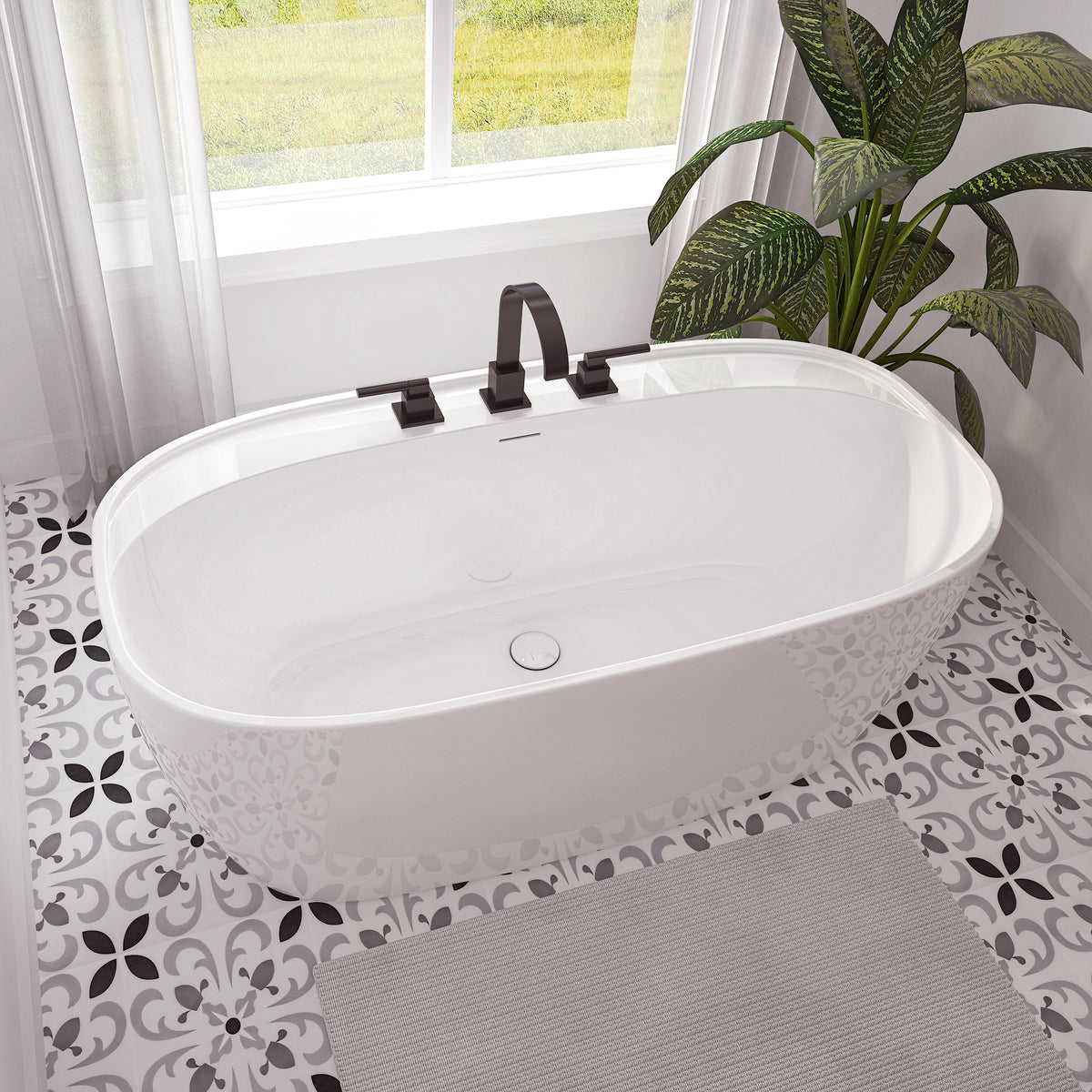 Neptune Alaro 5528 Acrylic Freestanding Center Drain Bathtub in White - image 5