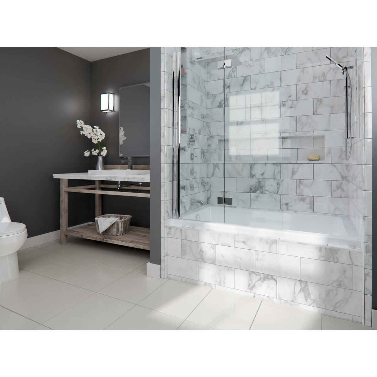Neptune Albana 3260 IF AFR Acrylic Alcove Bathtub in White