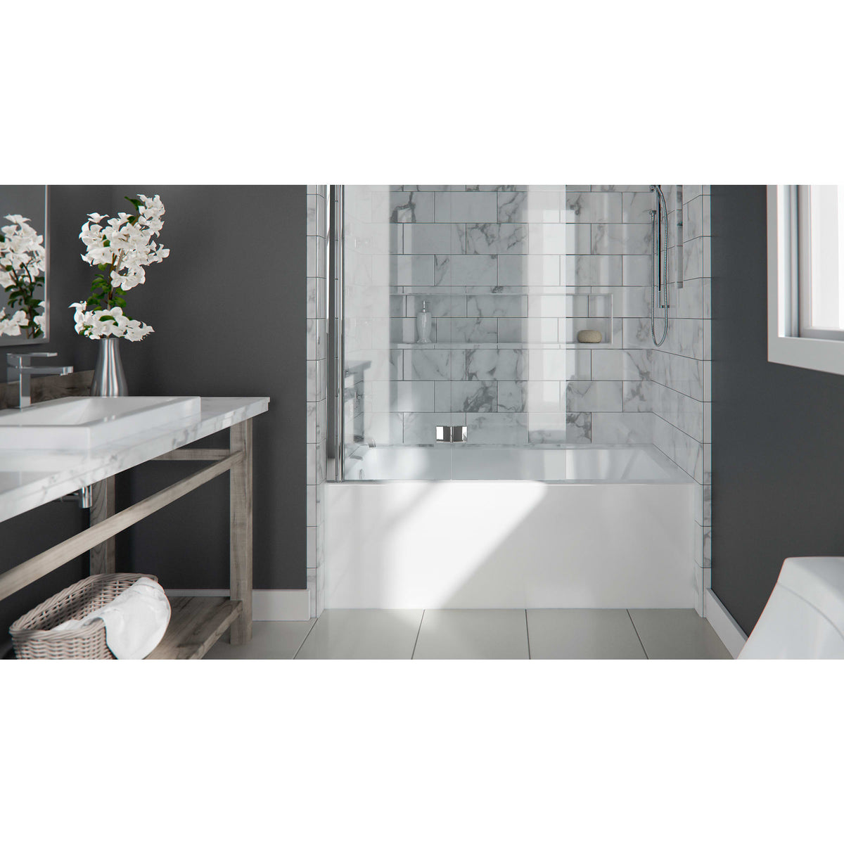 Neptune Albana 3266 IFS Acrylic Alcove Bathtub in White
