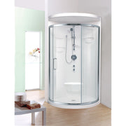 Neptune Alea 3232 Round Acrylic Corner Two-Piece Shower with Center Drain in White