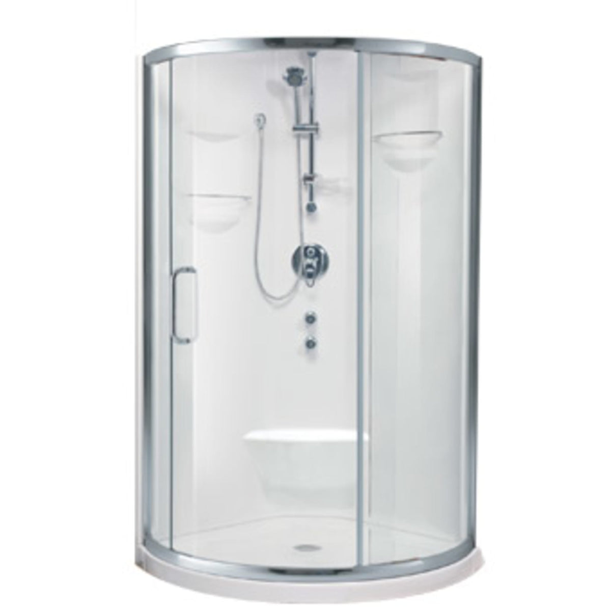 Neptune Alea 3232 Round Acrylic Corner Two-Piece Shower with Center Drain in White - image 2